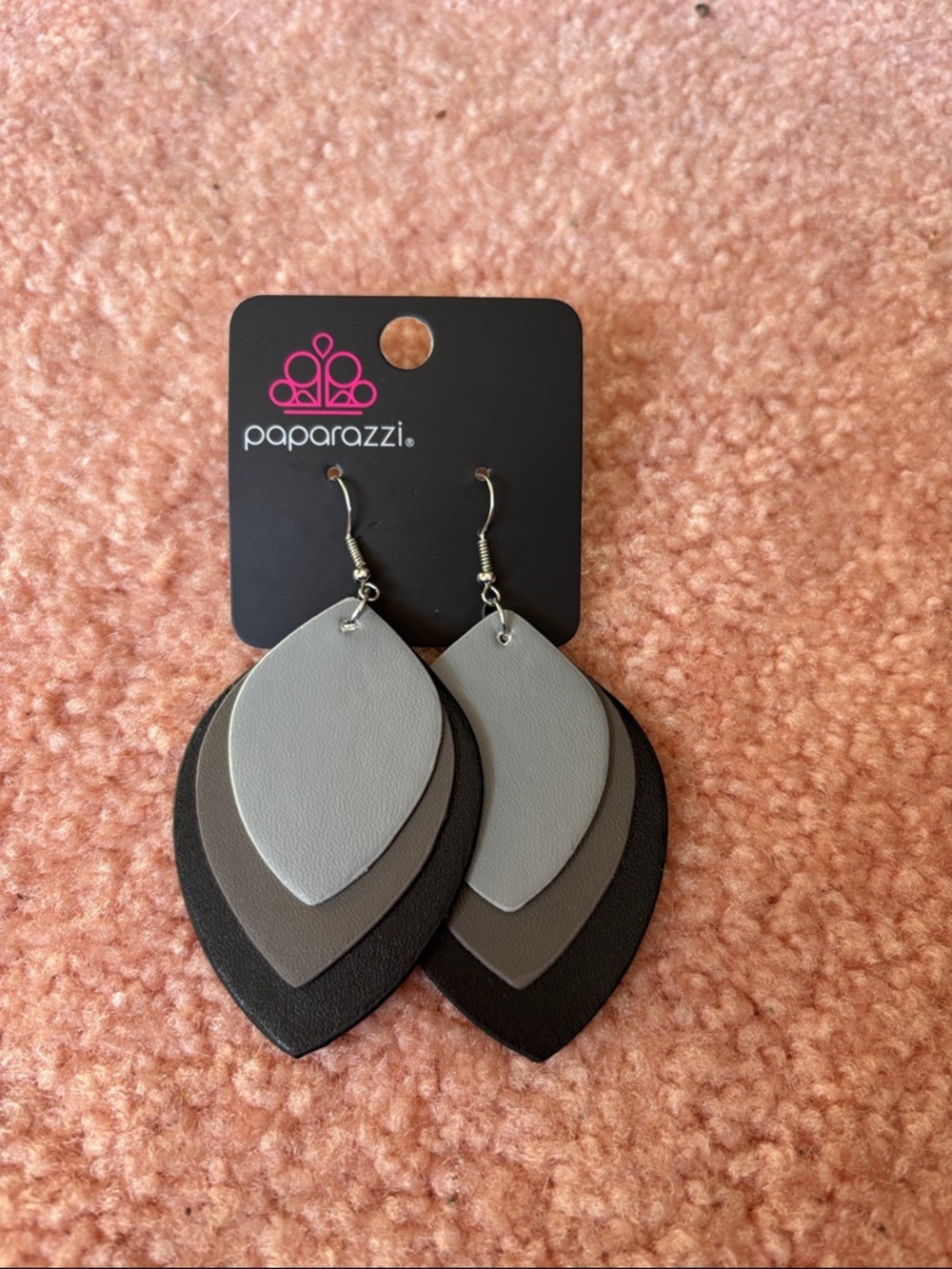 paparazzi Layered Neutral Teardrop Earrings in Gray and Black